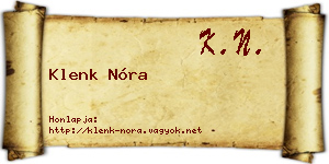 Klenk Nóra névjegykártya